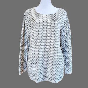 Margaret Winters Cream Geometric Textured Cotton Sweater Women's Sz M Lagenlook
